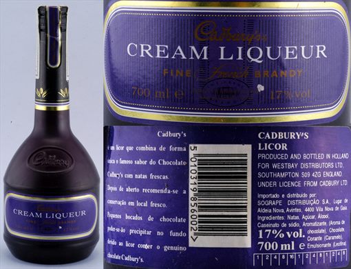 Cadburys Cream Liqueur fine French Brandy