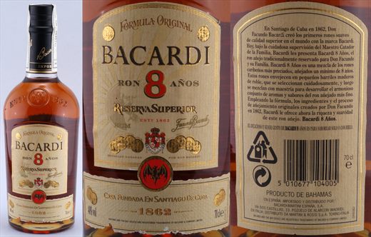 Bacardi Reserva Superior 8 anos