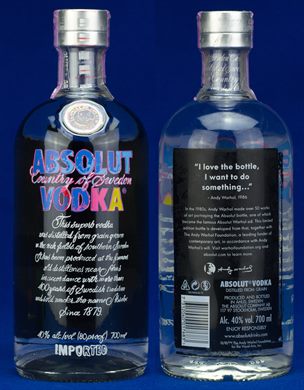 Absolut Vodka Andy Warhol edition 700ml