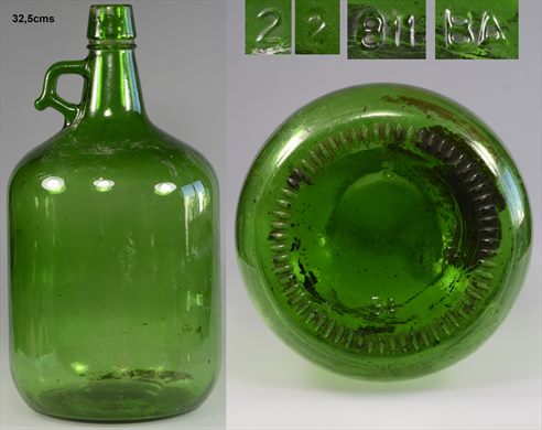 Garrafao cilindrico verde uma orelha 32,5cms