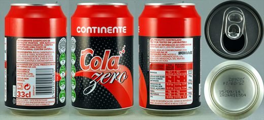 Continente Cola zero 33cl 2014-09-25
