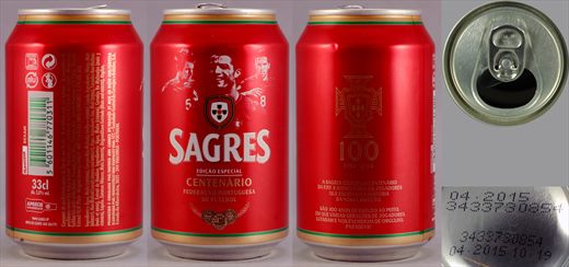 Sagres Edicao Especial Centenario F.P.F. 330ml 2015