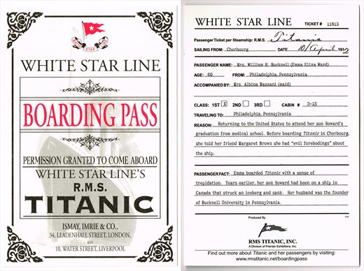 Titanic Bording Pass replica