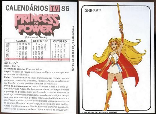 Calendarios TV 86 - Princess of Power 55 1986