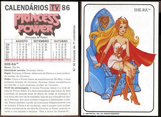 Calendarios TV 86 - Princess of Power 56 1986