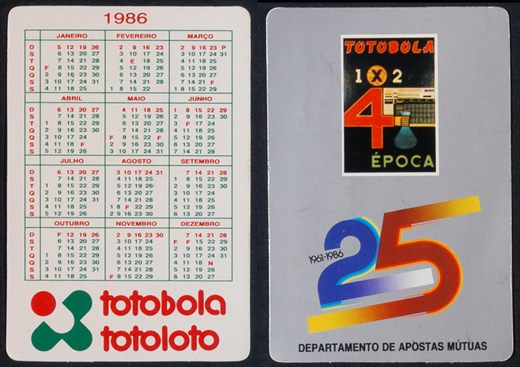 Totobola - Totoloto 04 1986