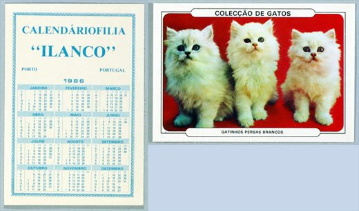 Calendariofilia Ilanco - Coleccao de Gatos 03 1986