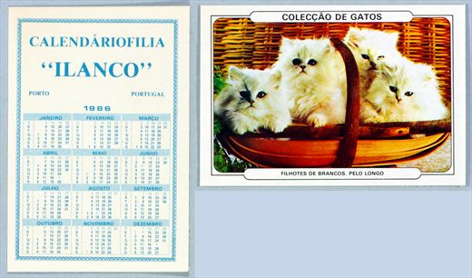 Calendariofilia Ilanco - Coleccao de Gatos 04 1986