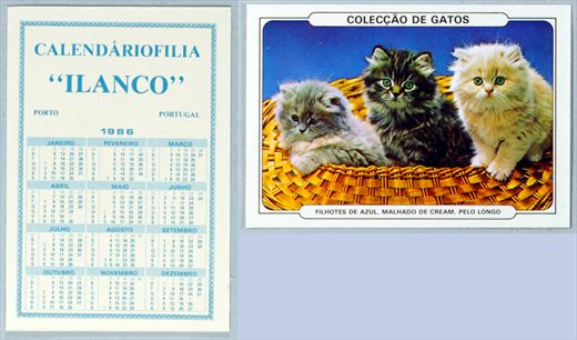 Calendariofilia Ilanco - Coleccao de Gatos 06 1986