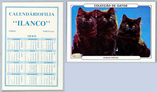 Calendariofilia Ilanco - Coleccao de Gatos 07 1986