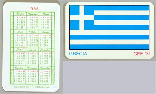 Coleccao de 13 Calendarios CEE 10 1986