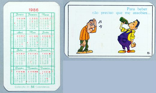 Coleccao de 84 Calendarios 05 1986