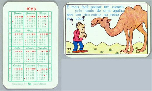 Coleccao de 84 Calendarios 11 1986