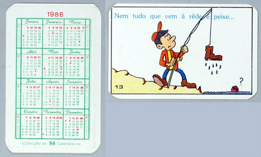 Coleccao de 84 Calendarios 13 1986