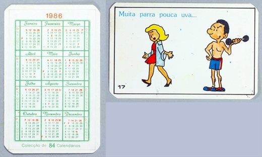 Coleccao de 84 Calendarios 17 1986