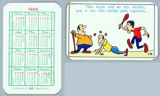 Coleccao de 84 Calendarios 18 1986