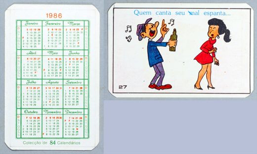 Coleccao de 84 Calendarios 27 1986