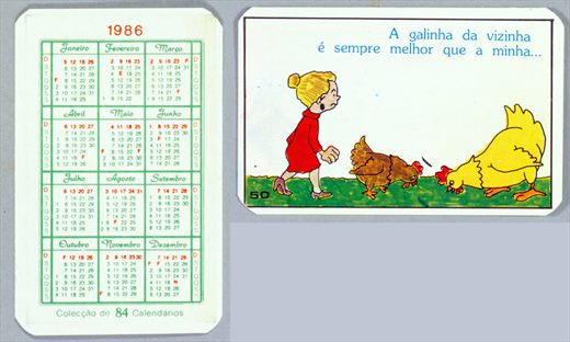 Coleccao de 84 Calendarios 50 1986