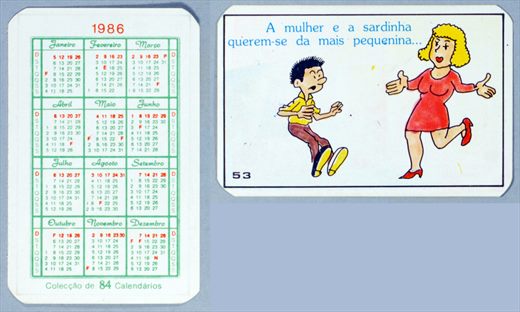Coleccao de 84 Calendarios 53 1986
