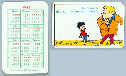 Coleccao de 84 Calendarios 54 1986