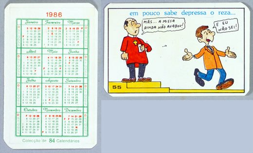 Coleccao de 84 Calendarios 55 1986