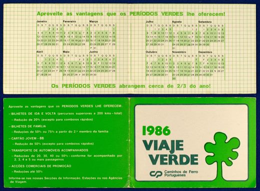 Caminhos de Ferro Portugueses - Viaje Verde 1986