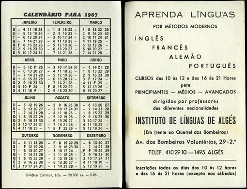 Instituto de Linguas de Alges 1987