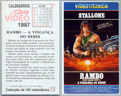 Calendarios Cine Video 115 1987