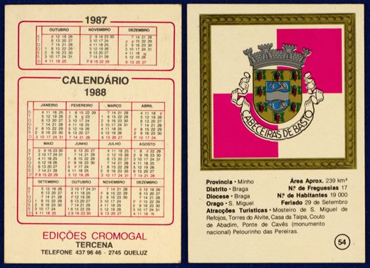 Edicoes Cromogal - Tercena 54 1987