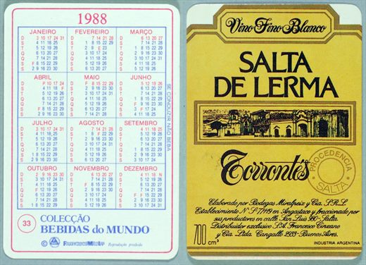 Coleccao Bebidas do Mundo 033 1988