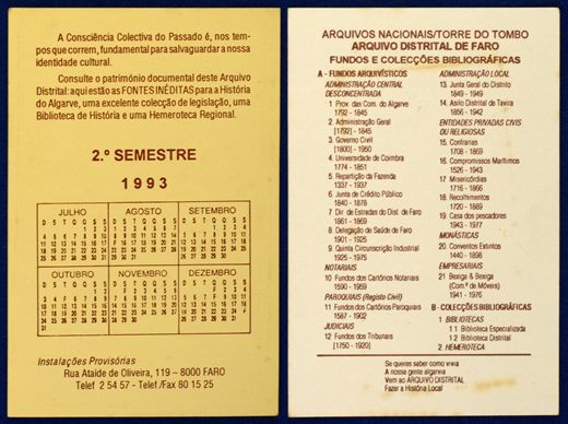 Instituto Portugues de Arquivos - Arquivo Distrital de Faro-1993 2o. semestre