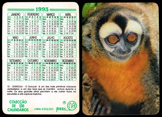Manil - Coleccao de 100 calendarios 012 1993