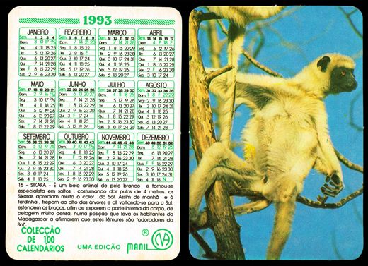 Manil - Coleccao de 100 calendarios 016 1993