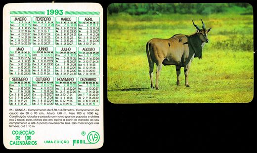 Manil - Coleccao de 100 calendarios 026 1993
