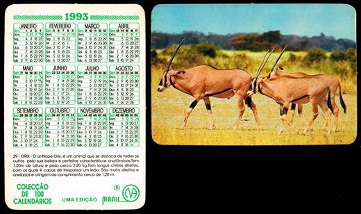 Manil - Coleccao de 100 calendarios 029 1993