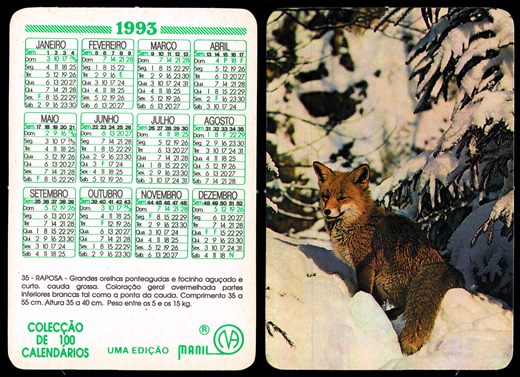 Manil - Coleccao de 100 calendarios 035 1993