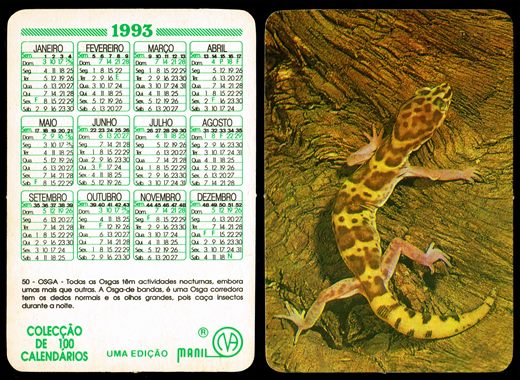 Manil - Coleccao de 100 calendarios 050 1993