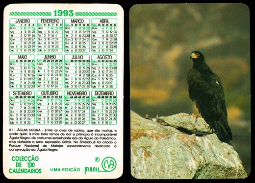 Manil - Coleccao de 100 calendarios 081 1993