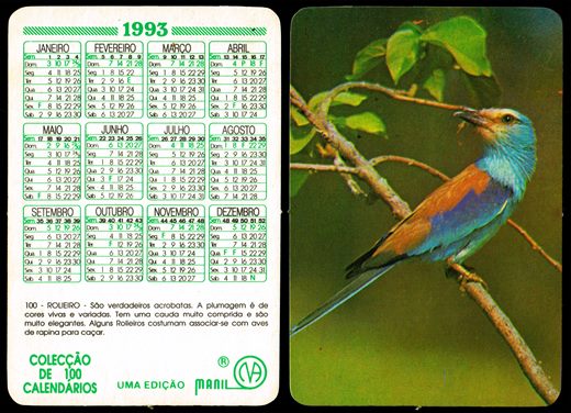 Manil - Coleccao de 100 calendarios 100 1993