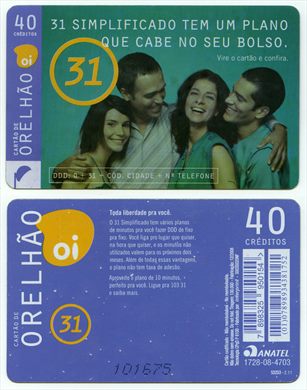 Oi - Cartao de Orelhao 40 creditos 2008-12