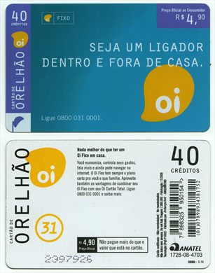 Oi - Cartao de Orelhao 40 creditos 2009-11