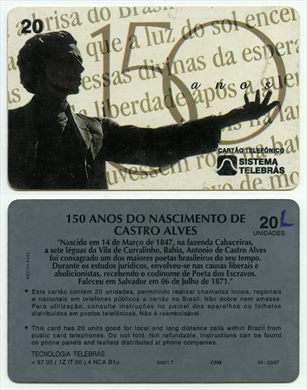 Sistema Telebras 20 unidades 1997-03 150 anos do nascimento de Castro Alves