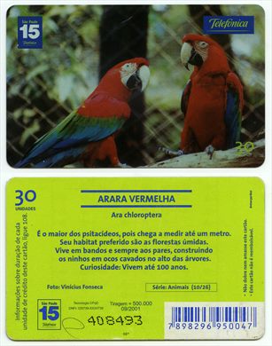Telefonica Serie Animais 10-26 30 unidades 2001-09
