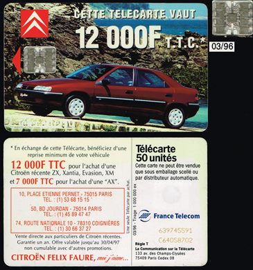 France Telecom - Citroen - Telecarte 50 1996-03