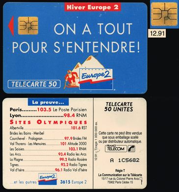 France Telecom - Programme Europe 2 - Telecarte 50 1991-12