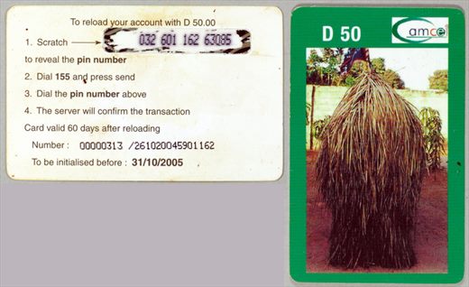 Gamcel - Mobile Refill - 50 D - Gambian dalasi 2005-10-31