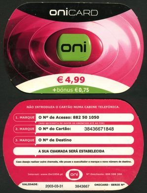 ONI - 4,99eurPlus0,75eur bonus