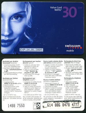 Swisscom - Value Card NATEL - 30chf - 2005-01-14