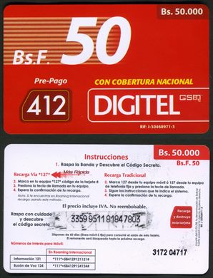Digitel - Pre-Pago 412 - 50BsF