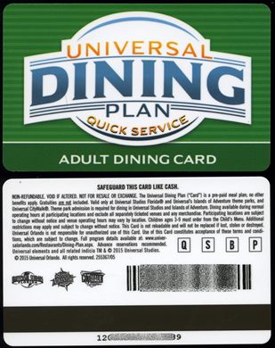 Universal Studios Dinning Plan